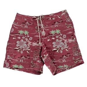 Vintage Polo Ralph Lauren Men's Swimming Trunks L Logo Hawaiian Luau Volcano